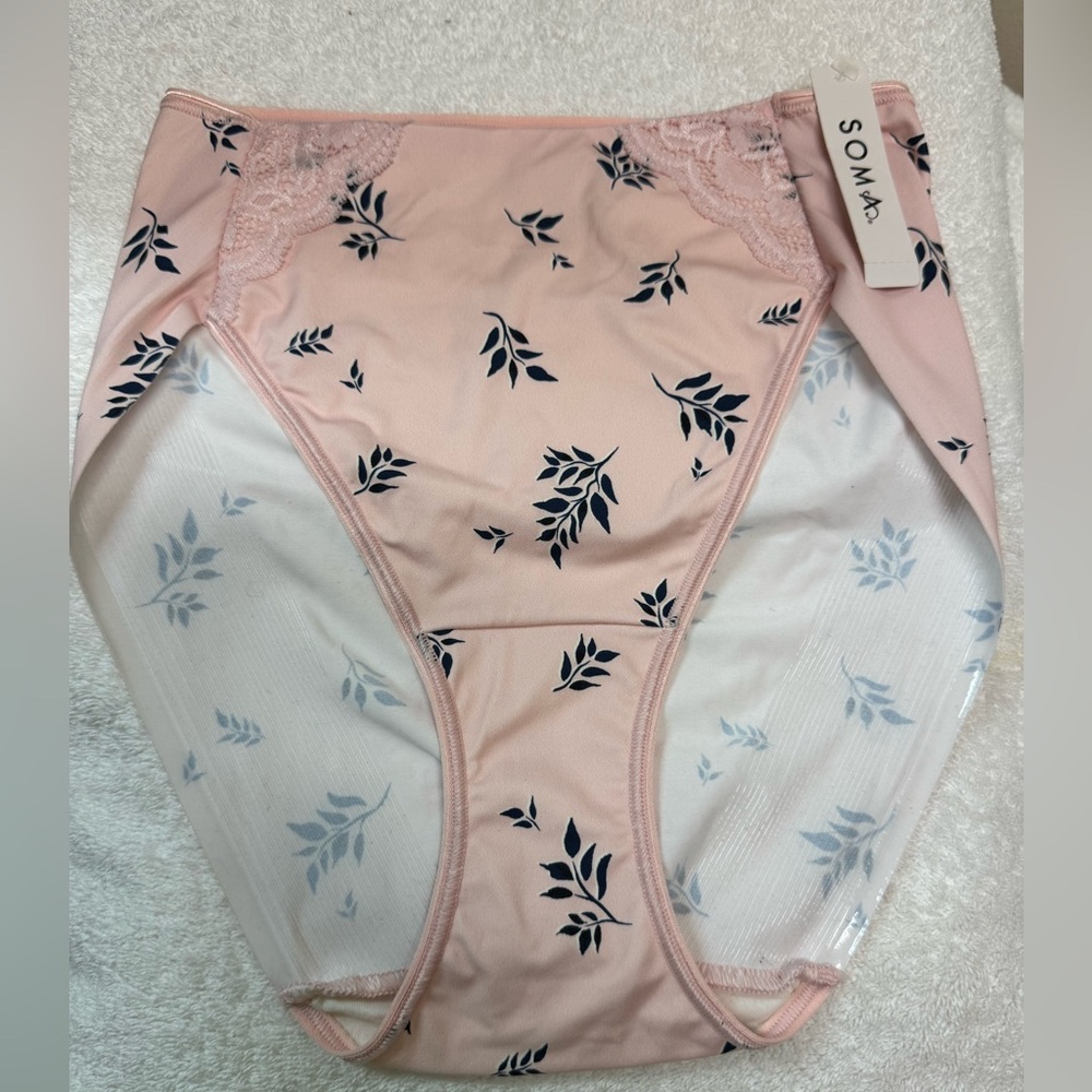 SOMA VANISHING TUMMY WITH LACE HIGH CUT- ROAMING DITSY PINK, SZ S NWT